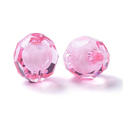 透明なアクリルビーズ  二層ビーズ  多面カット  ラウンド  ショッキングピンク  20x18mm  穴：3mm、約120個/463g&nbsp;LS-TACR-S113-20mm-02