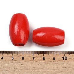 スプレープリントウッドビーズ  オーバル  レッド  28.5~30x18.5~19.5mm  穴：9~9.5mm&nbsp;WOOD-F017-02B
