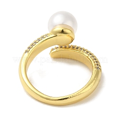 Rack Plating Brass Micro Pave Cubic Zirconia Cuff Rings&nbsp;RJEW-P110-01G