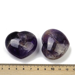 ハート天然アメジストパームストーン  不安を癒すポケットサムストーン  45.5x39.5~40.5x24.5~26.5mm&nbsp;G-C186-03A