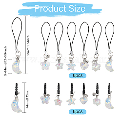 12Pcs Plastic Mobile Dustproof Plugs & Mobile Straps&nbsp;PALLOY-GL00012