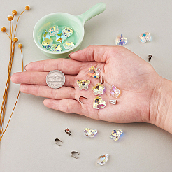 ガラスチャーム  304ステンレススチールスナップオンベイル付き  ABカラー  混合図形  ミックスカラー  16x9x6mm  穴：1mm&nbsp;RGLA-TA0001-01