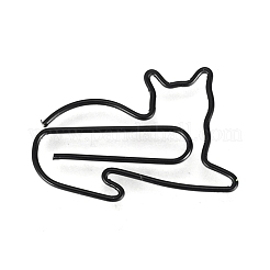 猫の形の鉄のペーパークリップ  かわいいペーパークリップ  面白いブックマークマーキングクリップ  ブラック  32x23x1mm&nbsp;TOOL-F013-06D