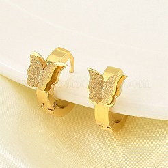 Vacuum Plating PVD Vacuum Plating 201 Stainless Steel Butterfly Hoop Earrings&nbsp;EJEW-Q002-04G