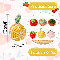 1セット6色のフルーツかぎ針編みバッグ吊り下げアクセサリー  混合スタイル  混合色  カラフル  約5~6.5センチの長さ  幅4~5.5cm&nbsp;ST-CJ0028-07