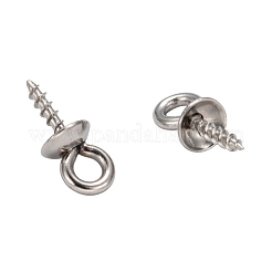 変色しない304ステンレススチールのスクリューアイピンペグベイル  片穴パーツ用  ステンレス鋼色  10.5x4mm  穴：2mm  ピン：1.5mm&nbsp;X-STAS-E076-05