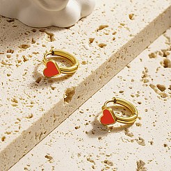 天然シェルハートフープピアス  女性用304ステンレススチールイヤリング  18KGP本金メッキ  11x6mm&nbsp;AJEW-U002-02G