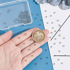 201ステンレススチールスペーサービーズ100個  ロンデル  ステンレス鋼色  3.5x1mm  穴：2mm&nbsp;STAS-UN0055-03