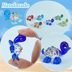 6Pcs 6 Colors Glass 3D Tortoise Figurines&nbsp;GLAA-SP0001-24