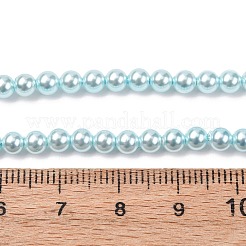 電気めっきシェルパールビーズ連売り  ラウンド  淡いターコイズ  4mm  穴：0.6mm  約99~100個/連  15.59~15.87''（39.6~40.3センチメートル）&nbsp;BSHE-G041-4mm-03