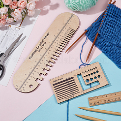 Oval & Rectangle Wooden Knitting Needle Gauge & Yarn Wrap Guide Board&nbsp;DIY-WH0033-88