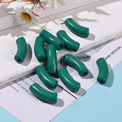 不透明なアクリルビーズ  カーブチューブ  グリーン  34.5x13x11mm  穴：3.5mm  約155個/500g&nbsp;SACR-S677-069