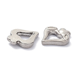 変色しにくい304ステンレススチールチャーム  ハート  ステンレス鋼色  9.5x8x2mm  穴：4x4mm&nbsp;STAS-K216-04P