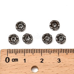 真鍮製ラインストーンスペーサービーズ  グレードAAA  ウェーブエッジ  ニッケルフリー  ガンメタ色  ロンデル  クリスタル  6x3mm  穴：1mm&nbsp;RB-A014-L6mm-01B-NF