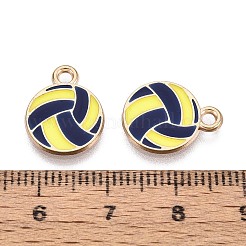 合金とエナメルのペンダント  バレーボールチャーム  ゴールドカラー  ミッドナイトブルー  15x12x1mm  穴：1.8~2mm&nbsp;ENAM-T021-72G-02