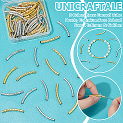 60Pcs 2 Colors Brass Curved Tube Beads&nbsp;KK-UN0004-25