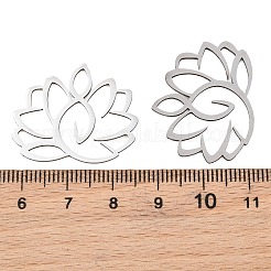 透かし細工の304ステンレススチール製ペンダント  レーザー切断  蓮の花のチャーム  プラチナ  23x28x1mm  穴：3x4.5mm&nbsp;SA-CBA404E-07P