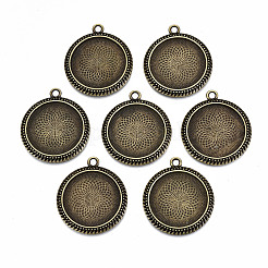 Tibetan Style Alloy Flat Round Cabochon Connector Settings&nbsp;TIBE-Q038-018A-AB-NR