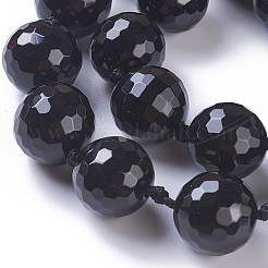 Dyed & Heated Natural Black Agate Beads Strands&nbsp;G-F620-05A-18mm