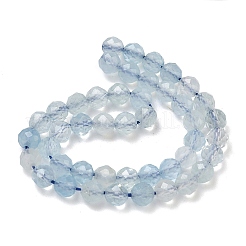 天然石アクアマリンビーズ連売り  ラウンド  多面カット  4~4.5mm  穴：0.7mm  約45~55個/連  7.68~7.87''（19.5~20センチメートル）&nbsp;G-B168-A02-4mm