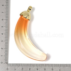 透明アクリルの大きなペンダント  バナナ  ダークオレンジ  67x53x18mm  穴：3.5mm&nbsp;OACR-A040-12