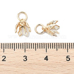 フラワーラックメッキ真鍮フィリグリービーズキャップベイル  7花びら  14KGP本金メッキ  8x8mm  穴：3mm&nbsp;X-KK-L102-27G-01