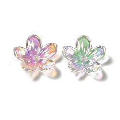 透明なアクリルビーズキャップ  5  - 花びらの花  クリアAB  11.5x12x3.5mm  穴：1.5mm&nbsp;X-OACR-H016-02