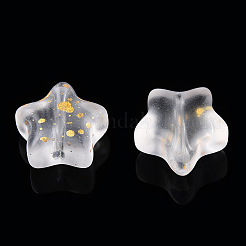 スプレー塗り透明ガラス・ビーズ  スター  透明  8x8.5x4mm  穴：1mm  30個/袋&nbsp;GLAA-FS0001-01B