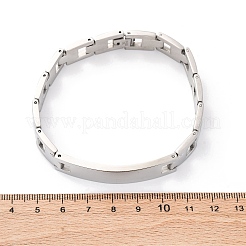 201 ステンレススチール時計バンドチェーンブレスレット  IDブレスレット  304ステンレススチール留め具付き  ステンレス鋼色  8-1/2インチ（21.6cm）&nbsp;BJEW-B078-175P