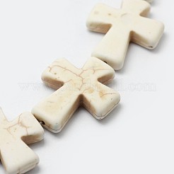 合成マグネサイトビーズ連売り  クロス  37x30.5x7mm  穴：1mm&nbsp;X-G-P228-47-B