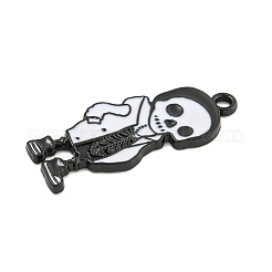 ハロウィンアロイエナメルペンダント  ブラック  スケルトンチャーム  ホワイト  31.5x13x2mm  穴：1.2mm&nbsp;ENAM-M220-02A-B