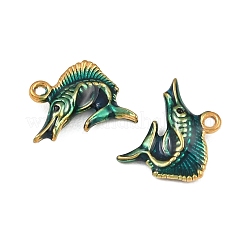 304ステンレススチールチャーム  エナメル  ゴールドカラー  エビ  12.5x13x3mm  穴：1mm&nbsp;STAS-C160-04C-G