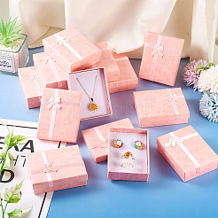 厚紙のギフトボックス  ジュエリー収納用品  ちょう結びの長方形  ピンク  9.2x7.1x3.1cm&nbsp;CBOX-TAC0005-02