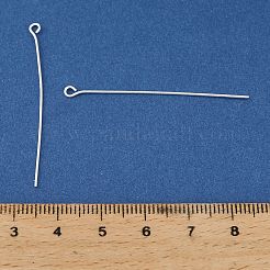 真鍮製アイピン  鉛フリー＆カドミウムフリー＆ニッケルフリー  銀  44x3x1mm  穴：1.6mm  1ゲージ&nbsp;KK-H258-08D-S