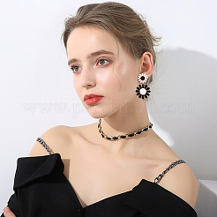 4ペア4色のアクリルひまわりダングルスタッドピアス  女性用プラチナ合金ロングドロップイヤリング  ミックスカラー  59mm  ピン：0.5mm  1ペア/カラー&nbsp;EJEW-AN0002-99