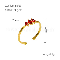 Adjustable 304 Stainless Steel Micro Pave Cubic Zirconia Cuff Open Rings&nbsp;WG1EC55-02