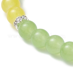 Baking Paint Imitation Jade Glass Round Beaded Charm Bracelets&nbsp;BJEW-JB11737-05
