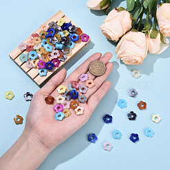 グラデーションカラー透明アクリルビーズ100個  中央掘削  花  ミックスカラー  14x14.5x4mm  穴：1.6mm  100個/セット&nbsp;OACR-YW0003-37