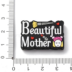 母の日シリコンフォーカルビーズ  カラフル  美しい母  言葉  20x29.5x7mm  穴：2.5mm&nbsp;SIL-G013-01H