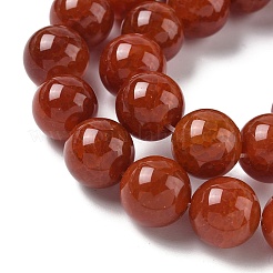 天然石クラック瑪瑙ビーズ連売り  ラウンド  染め  レッド  14mm  穴：1.6mm  約28個/連  15.35''（39センチメートル）&nbsp;G-I394-B15-14mm