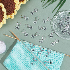 30Pcs Transparent Acrylic Flat Round with Number Pendant Locking Stitch Markers&nbsp;HJEW-BC00089