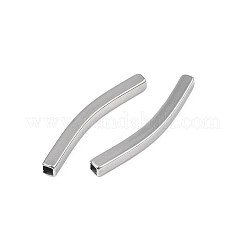 変色しない201ステンレススチールビーズ  カーブチューブ  ステンレス鋼色  40x7x4mm  穴：2mm&nbsp;STAS-N095-108