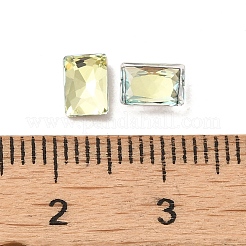 ガラスラインストーンカボション  ポイントバック＆バックメッキ  多面カット  長方形  黄水仙  6x4x2mm&nbsp;RGLA-P037-12A-D337