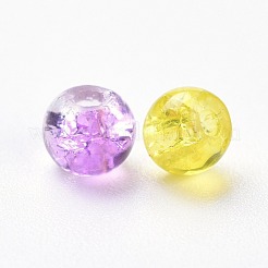 ベーキングペイント、クラックルガラスビーズ  光沢ガラスパール  ラウンド  ミックスカラー  4~4.5x4mm  穴：1mm  約400個/袋&nbsp;DGLA-X0006-4mm-05