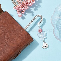 Mother's Day Theme Alloy Heart Pendant Bookmarks with Acrylic Butterfly&nbsp;AJEW-JK00254