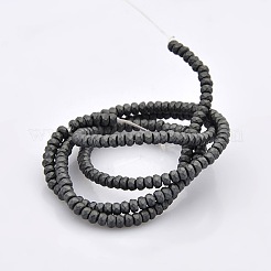 Faceted Matte Style Electroplate Non-magnetic Synthetic Hematite Rondelle Beads Strands&nbsp;G-P061-31
