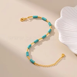 Synthetic Turquoise & Brass Beaded Bracelets for Women&nbsp;OR9235