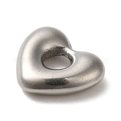 変色しない304ステンレススチールチャーム  ハート  ステンレス鋼色  13x15x4mm  穴：4mm&nbsp;STAS-R223-01B