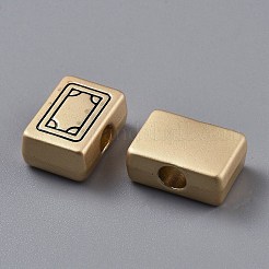 亜鉛合金エナメルヨーロッパビーズ  大穴ビーズ  麻雀ビーズ  長方形  ブラック  13.5x9.5x6mm  穴：4mm&nbsp;FIND-WH0139-474MG-06