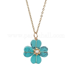 Synthetic Turquoise Clover Pendant Necklaces&nbsp;NJEW-JN05132-03